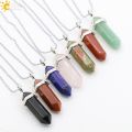 Csja Natural Stone Necklace Crystal Pendant Necklaces Hexagonal Reiki Chakra Raw Purple Gem Women Jewelry E056. 