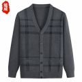 Old Men's Clothes Men's Grandpa Sweater Autumn and Winter Fleece-Lined Warm Grandpa Autumn Clothes Dad Knitted Cardigan Old Coat. 