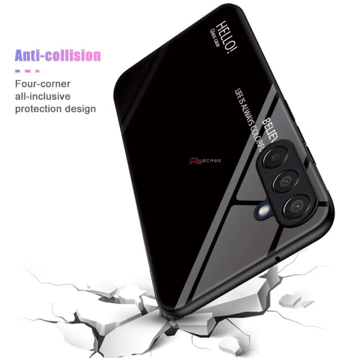 PlusCase%20for%20Samsung%20Galaxy%20M15%20/%20F15%205G%20Case%20Glass%20Hard%20Gradient%20Painted%20Shockproof%20Phone%20Back%20Cover%20-%20Image%202
