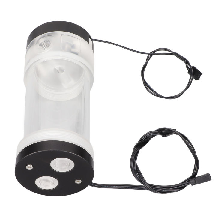 Water Cooling Tank 200ML Temperature Display RGB 160mm G1/4 Cylindrical Computer Water Cooling Tank Reservoir Black Red Temperature Display