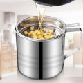 Stainless Steel Grease Strainer Container Oil Storage Pot Can Filter Dust Lid Dounp.