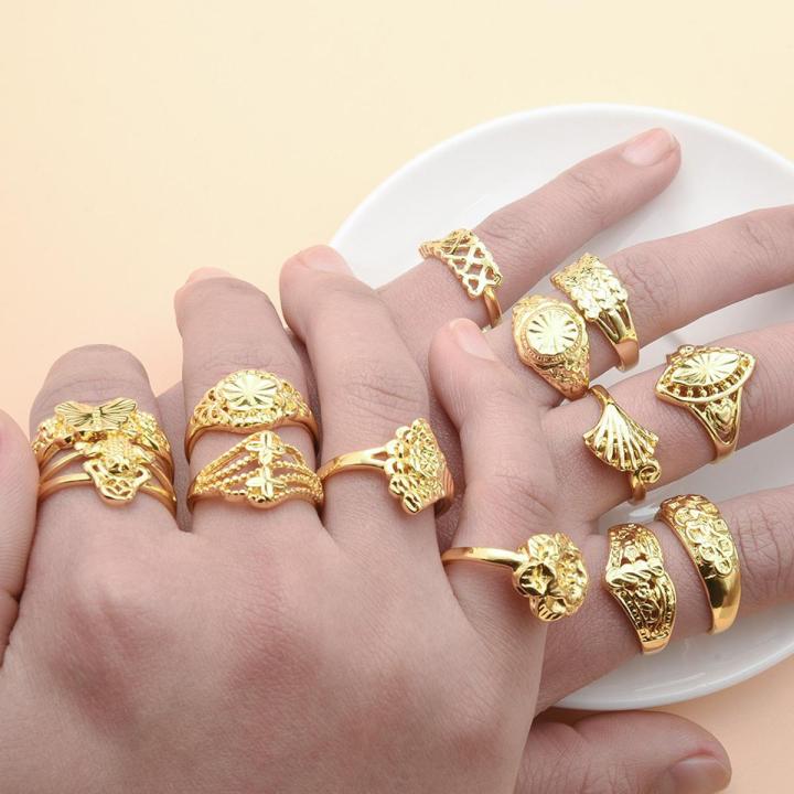 【Super21】-Multilayer Style Rings-Creative Geometric Plated Rings- Women Punk Metal Textured Finger Charm Rings Simple Jewelry Gift
