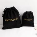 High Quality Black cotton drawstring pouch Cotton Canvas Drawstring Bag Personalized Dust Bag With Custom logo. 