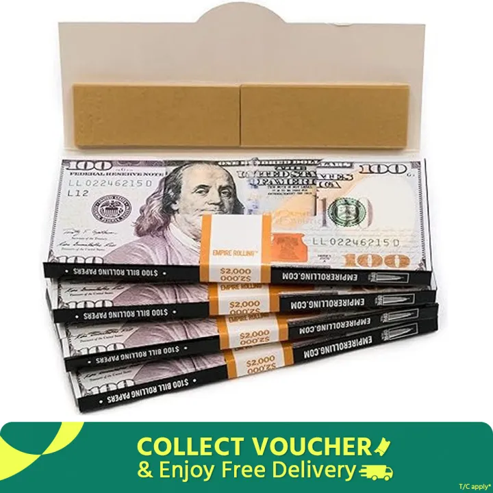 Honeypuff 100$ Bill Rolling Paper King Size With Tips (per booklet) 1 pice rollibg paper