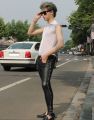 Korean Version Leggings Men Skin-Tight Faux Leather Jeans Tight Leather Pants Cool Personality Side Zipper Casual Leg Pants. 