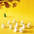 10Pcs Rabbit Bunny Miniatures Lovely Cute Fairy Garden Gnome Moss Terrarium Decor Crafts Bonsai Figurine DIY Doll House Decor.