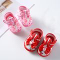 Newborn Baby Flower Print Shoes Summer Baby Girl Cute Bow Floral Print Breathable Princess Shoes Soft Sole Flat Anti-Slip Sandals (0-12 Month). 