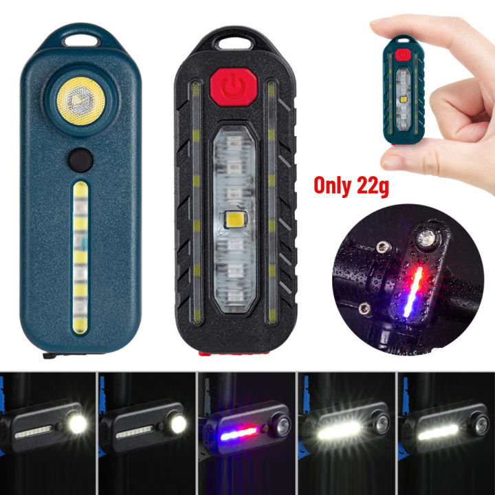 Mini Flashlight Tactical Police Shoulder Light with Clip USB Rechargeable Touch Bicycle Taillight Cap Helmet Lamp Keychain Light