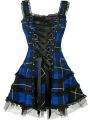 Vintage Plaid Bandage Gothic Women A-line Dresses Grunge Aesthetic Lace Trim Patchwork Mini Dress Punk Bodycon Partywear. 