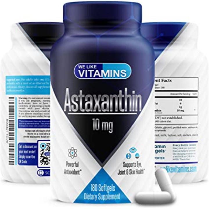 We Like Vitamins Astaxanthin 10mg (180 softgels, 6 months supply, USA made)