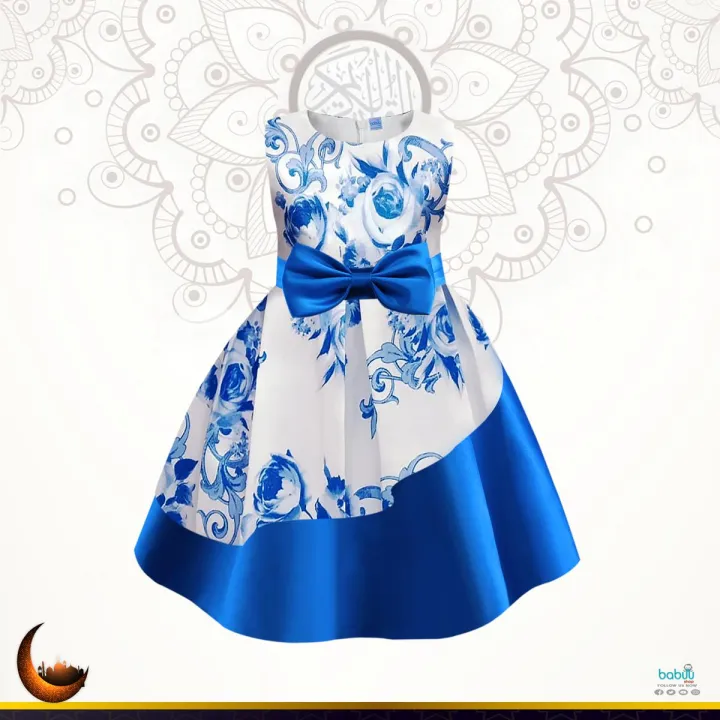 Kids%20Girls%20Fashionable%20Party%20Frock%20All%20Over%20Flower%20Pattern%20Dress%20For%20Yours%20Baby%20Smile%20-%20Image%202