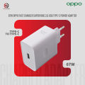 67W OPPO Fast Charger SuperVOOC 2.0 USB Type-C Power Adapter for Reno, Find N2, and Other Models, EU Spec, Includes 6.5A Cable.