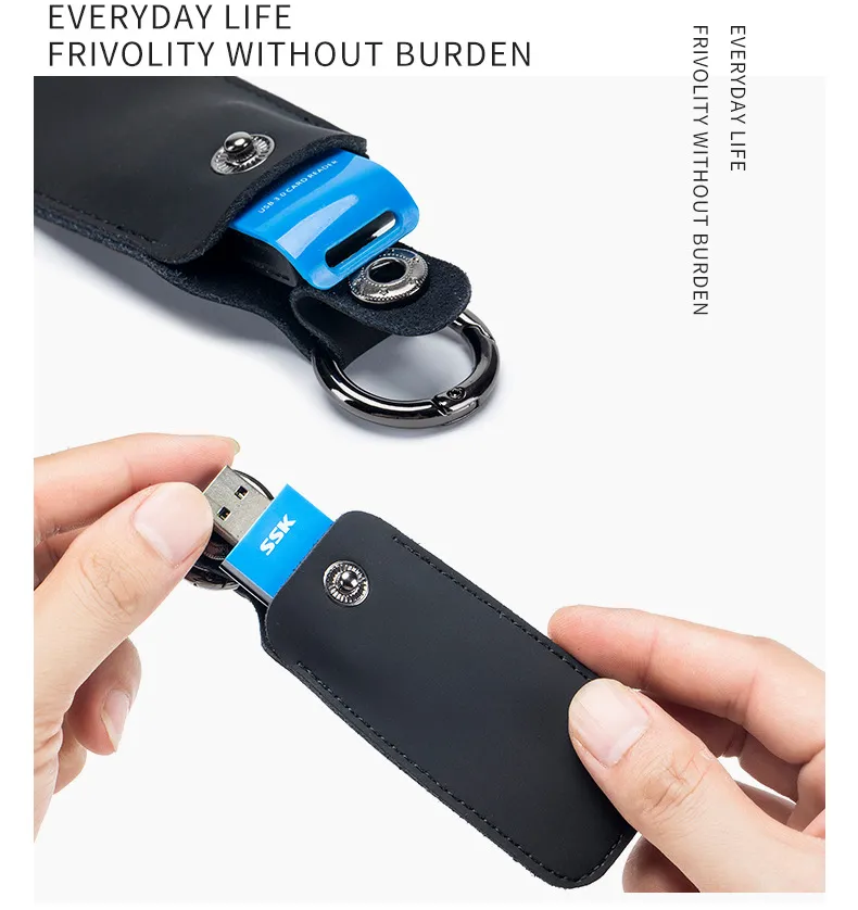 Genuine Leather U Disk Pouch Key Ring Holder USB Flash Drive Storage Bag  Pendrive Protective Cover Memory Stick Case Accessories