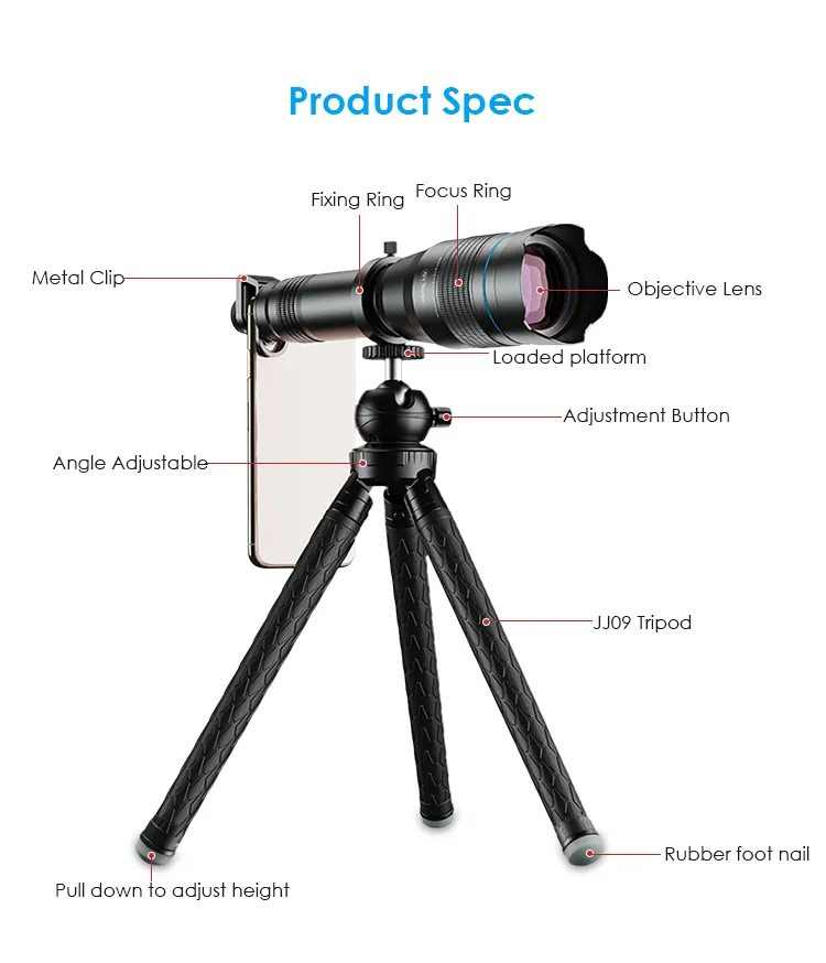 APEXEL 60x Telescope Telephoto Zoom Lens Monocular for iPhone 13