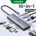 UGREEN USB C Hub, 10-in-1 USB-C Dongle Docking Station, with 4K HDMI VGA 100W PD 3 USB 3.0 Ports SD TF Card Reader Adapter for MacBook Pro iPad. 