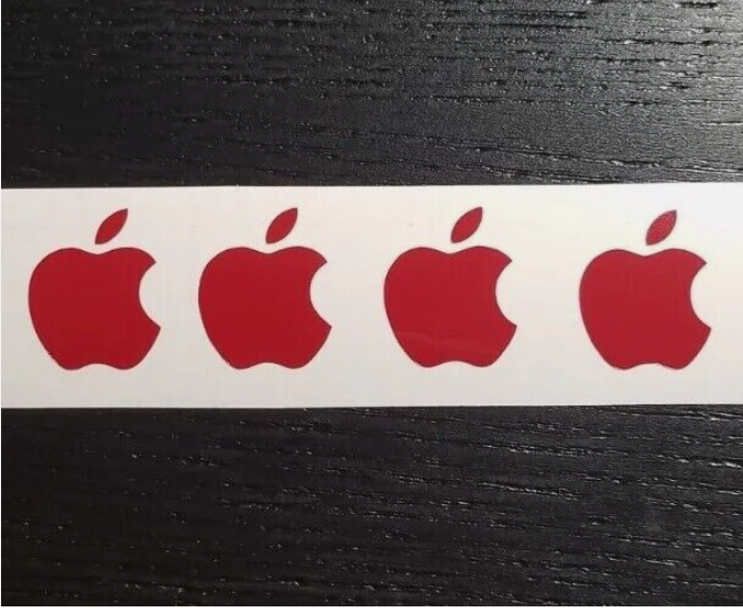 (4) Red Apple Logo Overlay Vinyl Decals - For iPhone Windows Laptops Mugs Cups