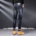 Brand Man Jean Stretch Slim Fit Dark Blue Streetwear Pants Original Man Jeans Patchwork Denim Trousers 2022 Spring And Autumn. 