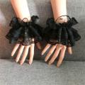 Lolita Short Lace Hand Sleeves Gloves Gothic Y2k Women Girls Sexy Wrist Cuffs Detachable Pleated Cuff Clothing Accessories. 