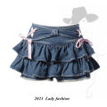 Girl Doll Blue Denim Pleated Skirt Hottie A-line Slim Short Skirt Design Sense Skirt Skirt Skirt Lu. 