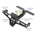 Universal CNC Frame Motorcycle License Number Plate Holder With Led Light Adjustable. 