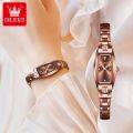 OLEVS 5501 Slim Thin Watch for Women Luxury Tungsten Steel Band Tonneau Design Square Shape Elegant Diamond Quartz Ladies Watch.