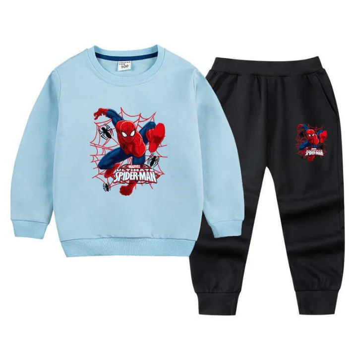 Spider%20Man%20clothing%20children's%20pure%20cotton%20hoodie%20set%20boys'%20autumn%20handsome%20long%20sleeved%20top%20and%20pants%20two%20piece%20set%20-%20Image%207