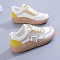 Thick Soled Women Casual Sneakers Anti Slip Fashion Waterproof Breathable Sports Shoes for Running Autumn Hiker Spring Skirt Female , Yellow 35. 