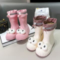 Parent-child rain boots women's fashion big eye rain boots medium tube thick-soled waterproof children's corset mouth shoes.