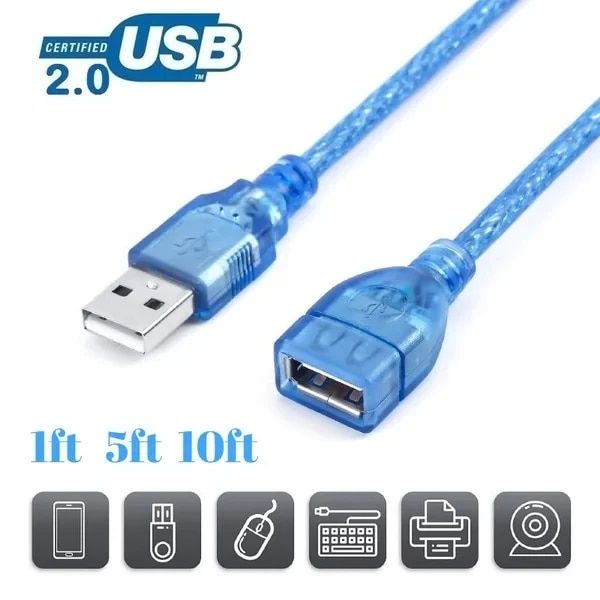 10ft USB 2.0 Extension Cable – A Male To A Female – Extender For PC, Laptop, Peripherals