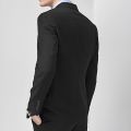Men's 2 Piece Slim Fit Business Suit Set, 1 Button Black Blazer Jacket Pants Solid Wedding Dress Tux and Trousers. 