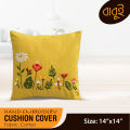 Hand embroidery floral motif art (14"x14") Cushion cover. 
