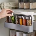 Kitchen Storage Rack Self-adhesive Wall-mounted Under-Shelf Spice Organizer Spice Bottle Storage Rack Home Supplies. 