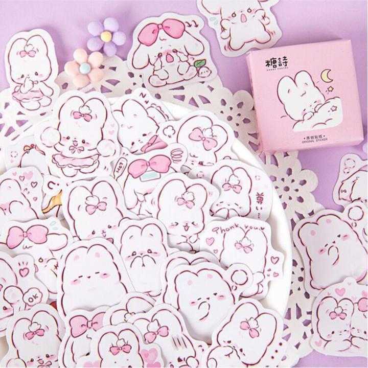 Panda Online 45PCS Lovely Kawaii Rabbit Series Stickers Album Diary Journal Decorative Scrapbooking DIY Sticker