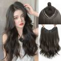 Wig Set Women's Micro-Roll French Hot Naturally Invisible One-Piece Long Curly Hair Patch Fluffy Hair Extension Simulation Hair.