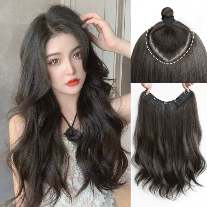 Wig%20Set%20Women's%20Micro-Roll%20French%20Hot%20Naturally%20Invisible%20One-Piece%20Long%20Curly%20Hair%20Patch%20Fluffy%20Hair%20Extension%20Simulation%20Hair%20-%20Image%202