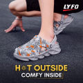 LYFO Men Sandals Breathable Lightweight Soft EVA mens Slippers Outdoor Fashion Male Garden Shoes Clogs Couple Beach Casual Shoes TRENDO. 