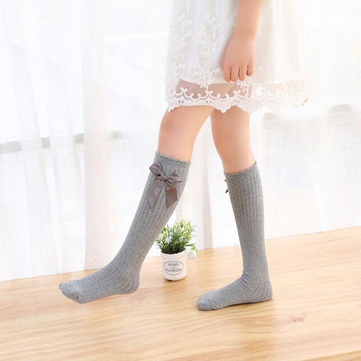 I%20LOVE%20DAD%20Elegant%20Bow%20Girl%20Knee-high%20Socks%20Solid%20Color%20Striped%20Stockings%20Children's%20Princess%20Style%20Socks%20Korean%20Style%20-%20Image%203