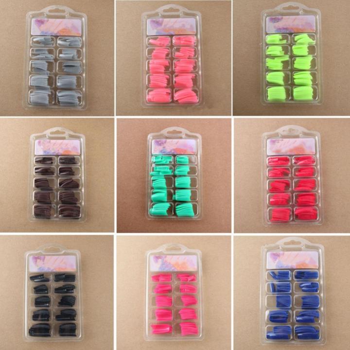 Non-fading%20100Pcs/Box%20Practical%20Ultra%20Thin%20Long%20Faux%20Nail%20Tips%20Colorful%20Artificial%20Nail%20Tips%20Flat%20Head%20for%20Girls%20-%20Image%202