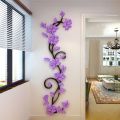 Rose Flower Wall Stickers DIY Vase Flower Self-Adhesive Wallpaper Tree Crystal Arcylic 3D Wall Sticker Home Bedroom Decoration. 