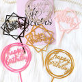 1Pc Acrylic Hand writing Happy Birthday Cake Topper Dessert Party Decor Gift. 