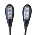 Dual Flexible Double Flex Goosenecks 4 LEDs Piano Music Stand Book Lights Reading Lamp Clip-on Table Desk Lamp USB/AAA Operated.