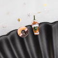 Women Cartoon Enamel Stud Earrings Icecream Hamburger Fruit Pineapple Egg Milk Animal Ear Studs Cute Gift-Cola Kids. 