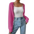 Women's Fashion Ultra-Short Crochet Cardigan Casual Solid Long Sleeve Sweater Knitwear Cropped Tops Ribbed Shrug Sweaters.