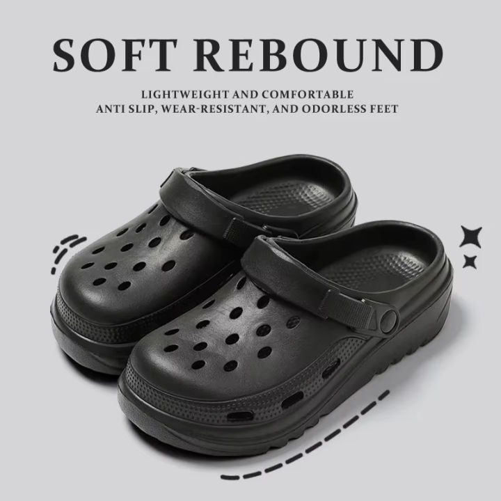 Unisex%20Black%20EVA%20Foam%20Clogs%20Lightweight%20Slip-On%20Sandals%20with%20Ventilation%20Holes,%20Non-Slip%20Sole,%20Waterproof%20&%20Washable%20for%20Indoor/Outdoor%20Use%20%20%20Popular%20Hole%20Shoes%20Summer%20High%20Heel%20Thick%20Sole%20Anti%20Slip%20Couple%20Beach%20Drifting%20Shoes%20for%20Men%20and%20Women%20-%20Image%204