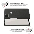 Phone Shell Cloth Pattern Leather Case Google Pixel Anti Drop Protective Cover Suitable for Google Pixel 4A(Black). 