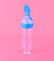 1pcs Multicolor 90ml Hard Spoon Feeder with Stand Normal Silicone Baby Food Dispensing Feeder with Spoon Travel Baby Training Bottle with Spoon Soft Head Baby Feeding Tools Kids.