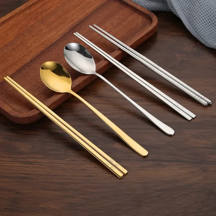 Korean%20304%20Stainless%20Steel%20Chopsticks%20Spoon%20Household%20Non-slip%20Korean%20Chopsticks%20Flat%20Solid%20Chopsticks%20Spoon%20Dinnerware%20-%20Image%203