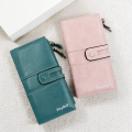 Women's Wallet Fashion Long Leather Wallet Large-capacity Buckle Zipper Clutch Bag Fashion Multi-card Wallet Zipper Women's Wall. 
