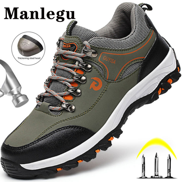 Brand Work Safety Boots Men Steel Toe Shoes Work Boots Indestructible Shoes Puncture-Proof Safety Work Shoes Men Work Sneakers BunnyGarden