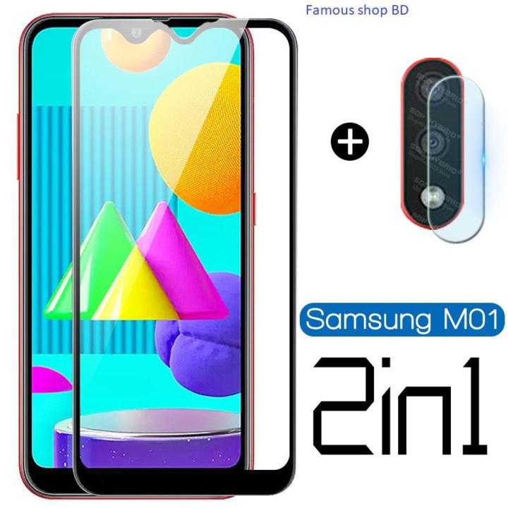 2IN1) Samsung Galaxy M01 Front screen protector+camera protector)= 2pcs